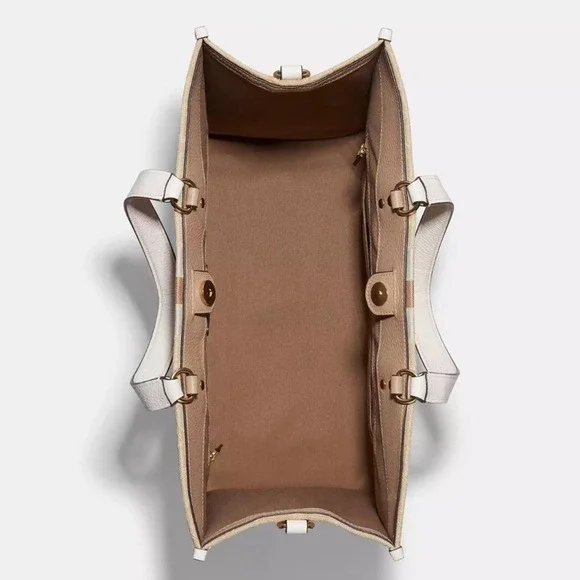 NWT💃Coach Dempsey Tote 40 In Signature Jacquard With Stripe And Coach Patch - Picture 3 of 12